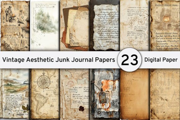 Download Vintage Aesthetic Junk Journal Papers - Vintage aesthetic Collection