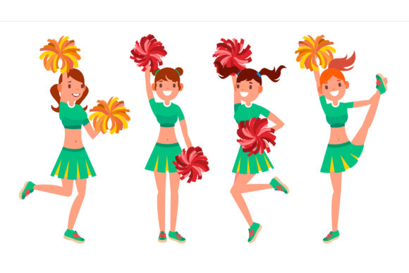 Download Cheerleader Girls Vector. in Action. - Premium Resources