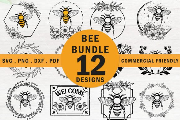 Download Bee Svg,honeybee Svg,floral Bee Bundle - Premium Resources