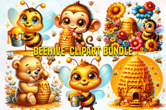 Download Beehive Clipart Bundle, Honey Bee Bundle - Bee bundle Collection