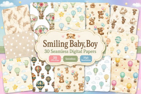 Download Smiling Baby, Boy Seamless Bundle - Smiling Collection