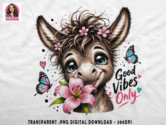 Download Good Vibes Donkey PNG | Floral Clipart - Vibes Collection