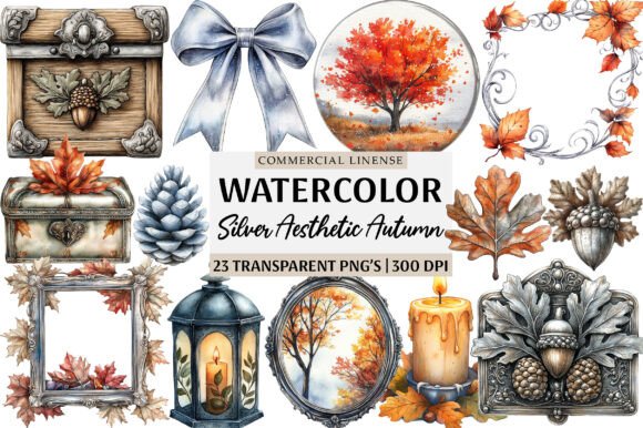 Download Silver Vintage Aesthetic Autumn Clipart - Vintage aesthetic Collection