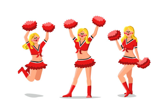 Download Cheerleader Girls Dancers with Pompoms - Premium Resources