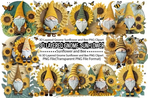 Download 3D Gnome Sunflower and Bee Bundle - Bee bundle Collection