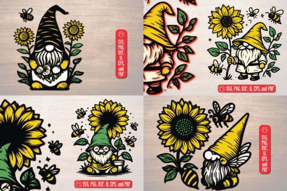 Download 3D Layered Gnome Sunflower and Bee Bundle - Premium Resources