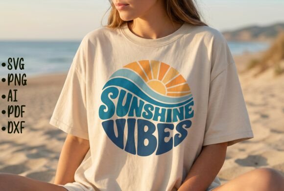 Download Sunshine Vibes Summer T-Shirt Design Svg - Vibes Collection